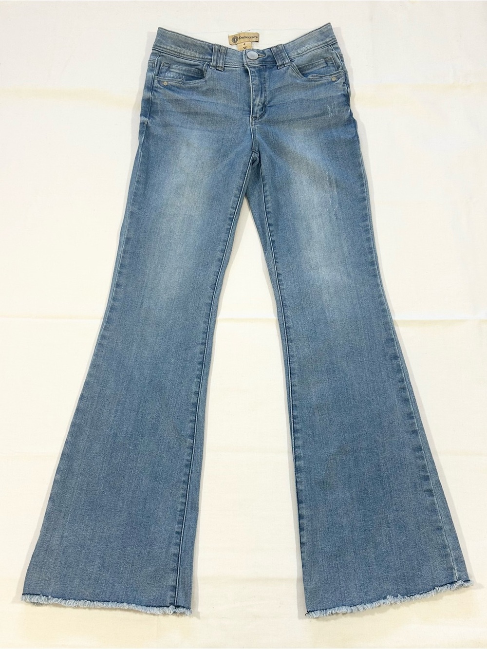 Democracy Ab Technology Jeans Womens 28x32 Size 4 Denim Flare Fringed Y2K Retro